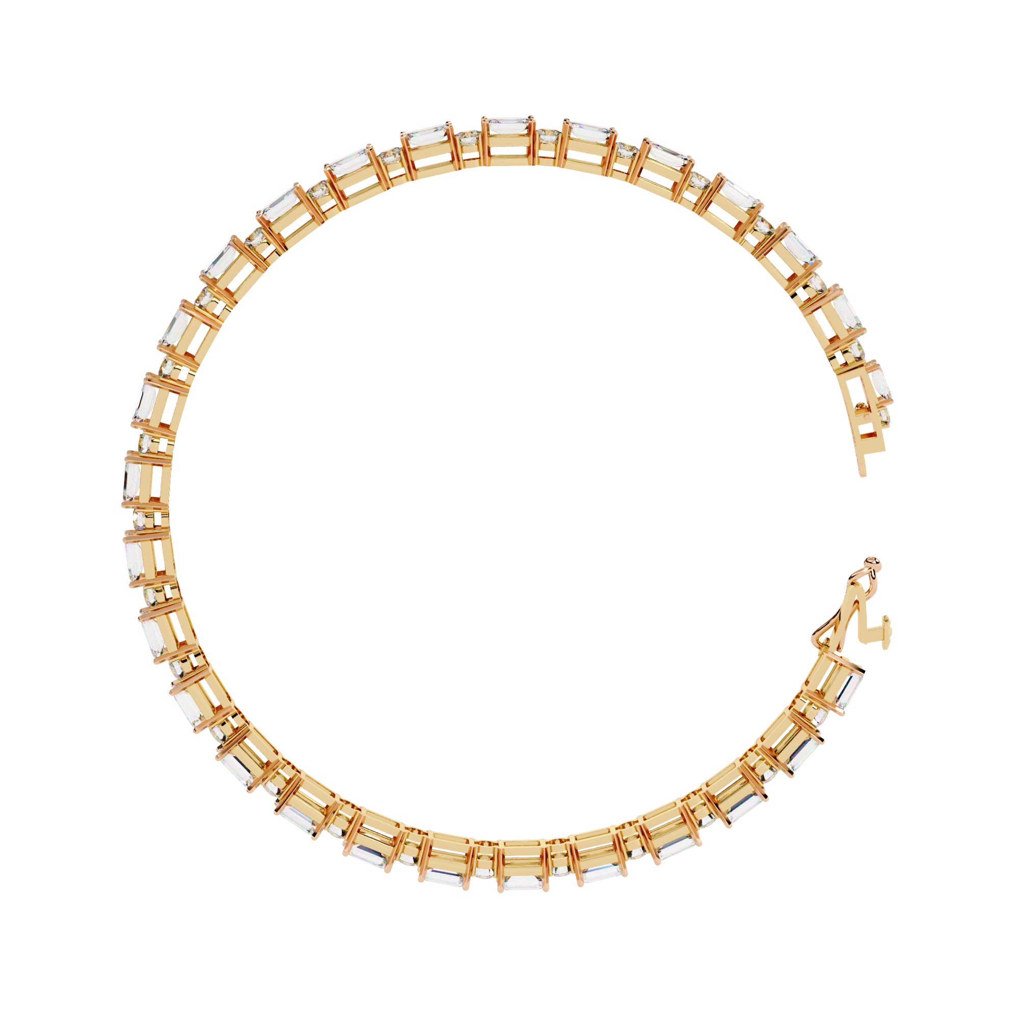 Solitairekart 5.1ct Emerald and Round Natural Diamond Bracelet-HI Color, VS-SI Clarity